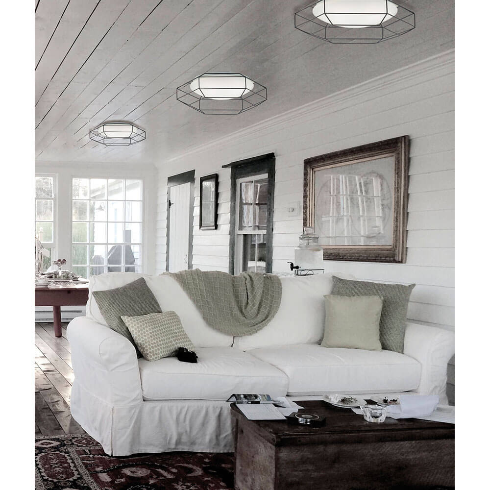 Plafoniera neagra din metal MONTE cu LED 12W, design geometric, futurist