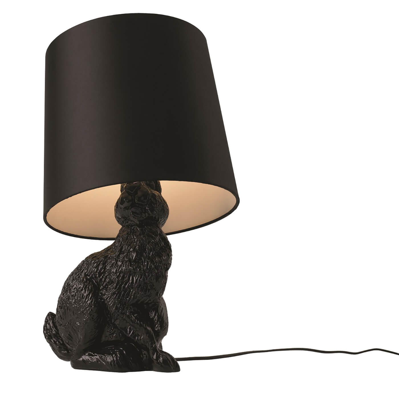 Veioze deosebite - Veioza neagra de ceramica cu abajur textil Bunny T0