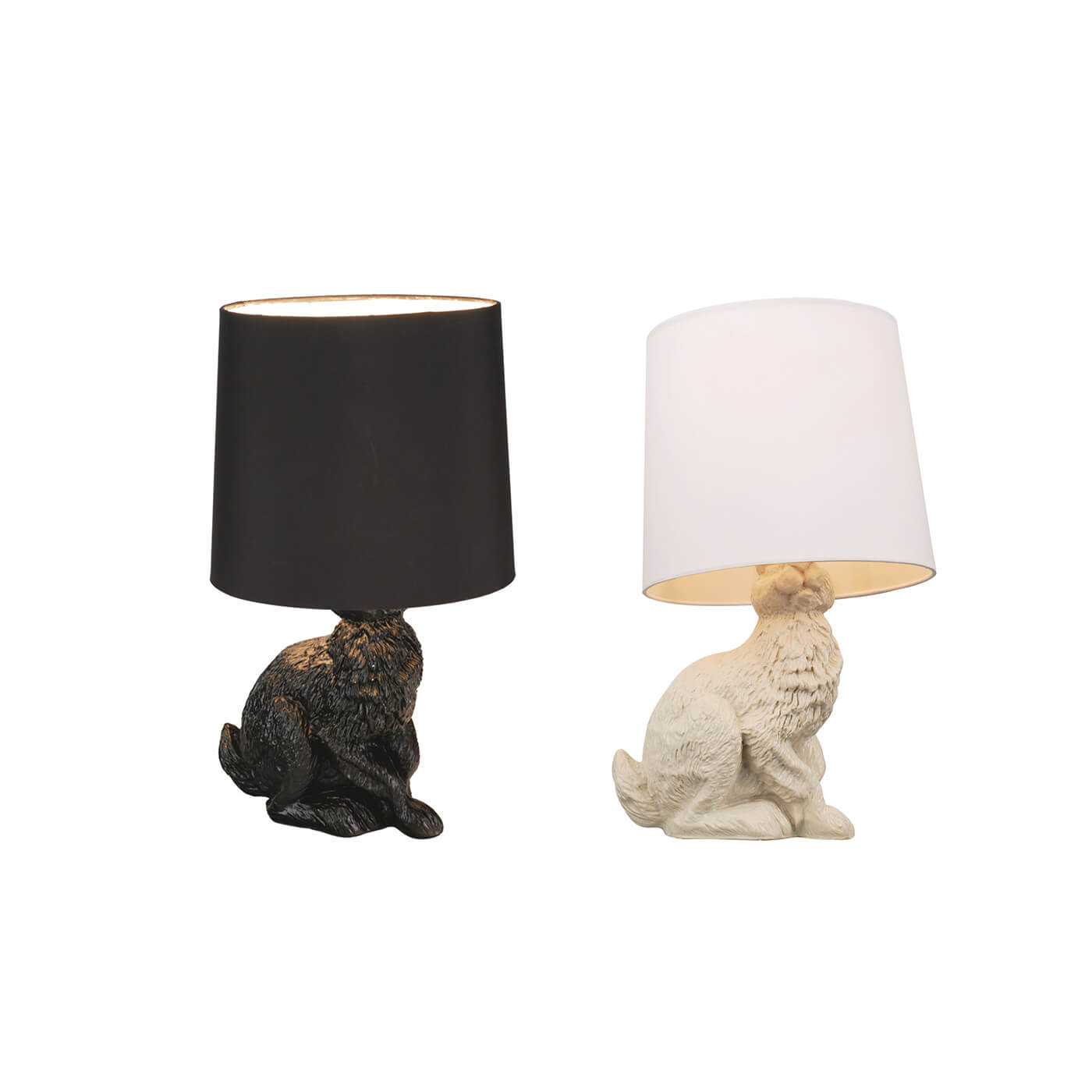Veioze deosebite - Veioza neagra de ceramica cu abajur textil Bunny T0