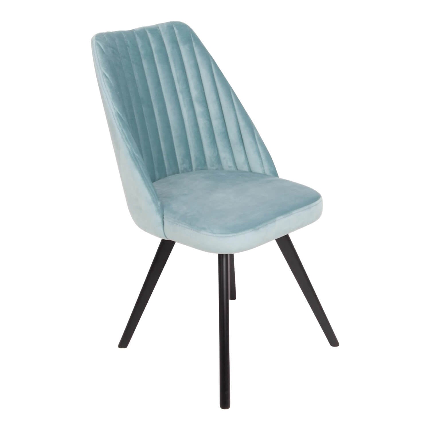 Reduceri Domicilio Scaun dining albastru deschis - AMSTERDAM, mint, picioare lemn natur, sezut din catifea