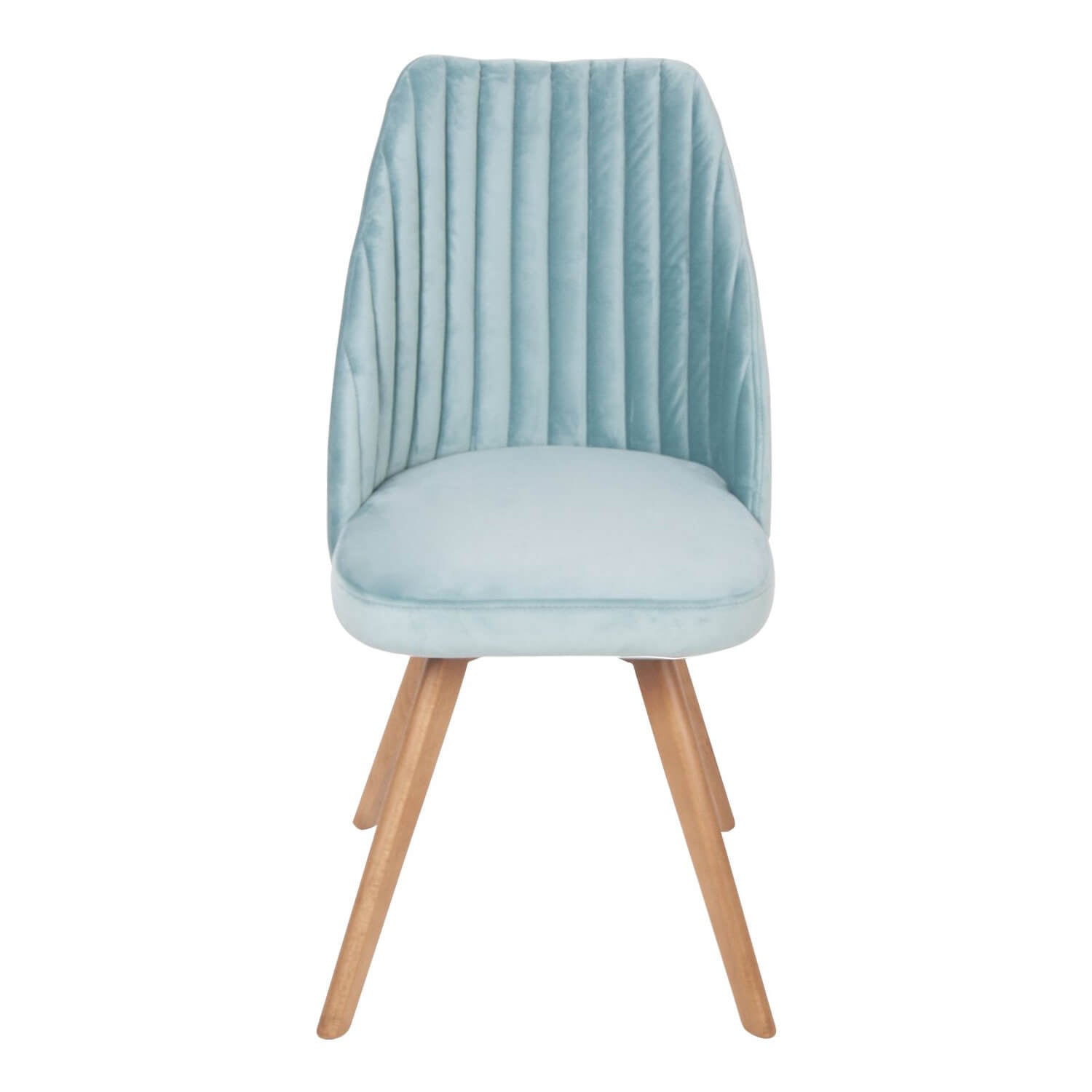 Scaun dining albastru deschis - AMSTERDAM, mint, picioare lemn natur, sezut din catifea