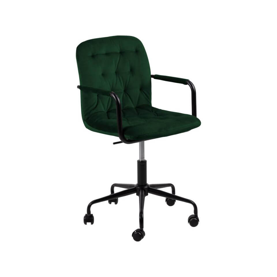 Cauti un scaun de birou chic WENDY pentru biroul de acasa, verde cu picioare negre? Cu un aspect simplu si rafinat, scaunul WENDY reprezinta o alegere practica si estetica pentru birou. Detaliile din tapiteria acestuia ii evidentiaza designul elegant, aducand un plus stilistic.