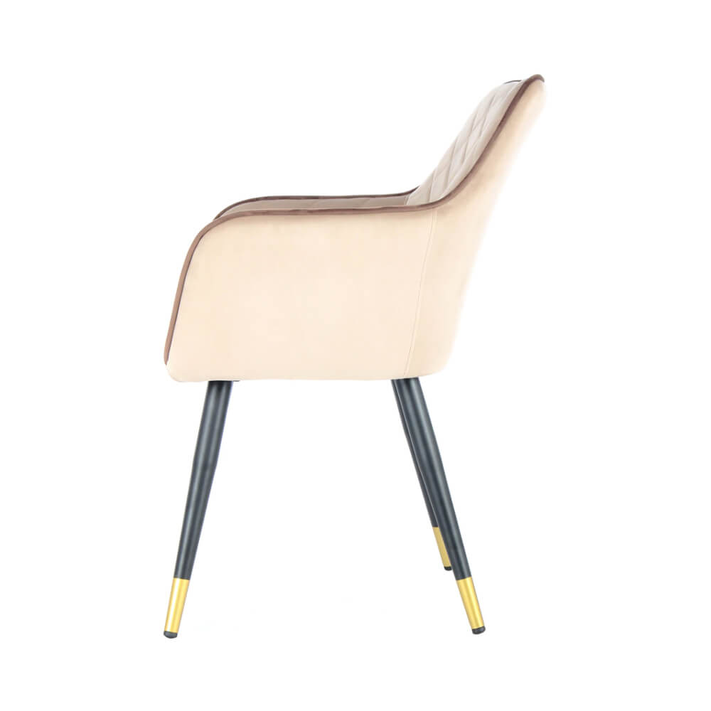 Scaun bej-maro confortabil de dining cu design elegant, colectia Domicilio 2022, textil AMINO