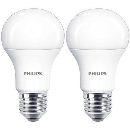 Set 2 becuri LED Philips A60 E27 13W 1521 lumeni, cu glob mat design