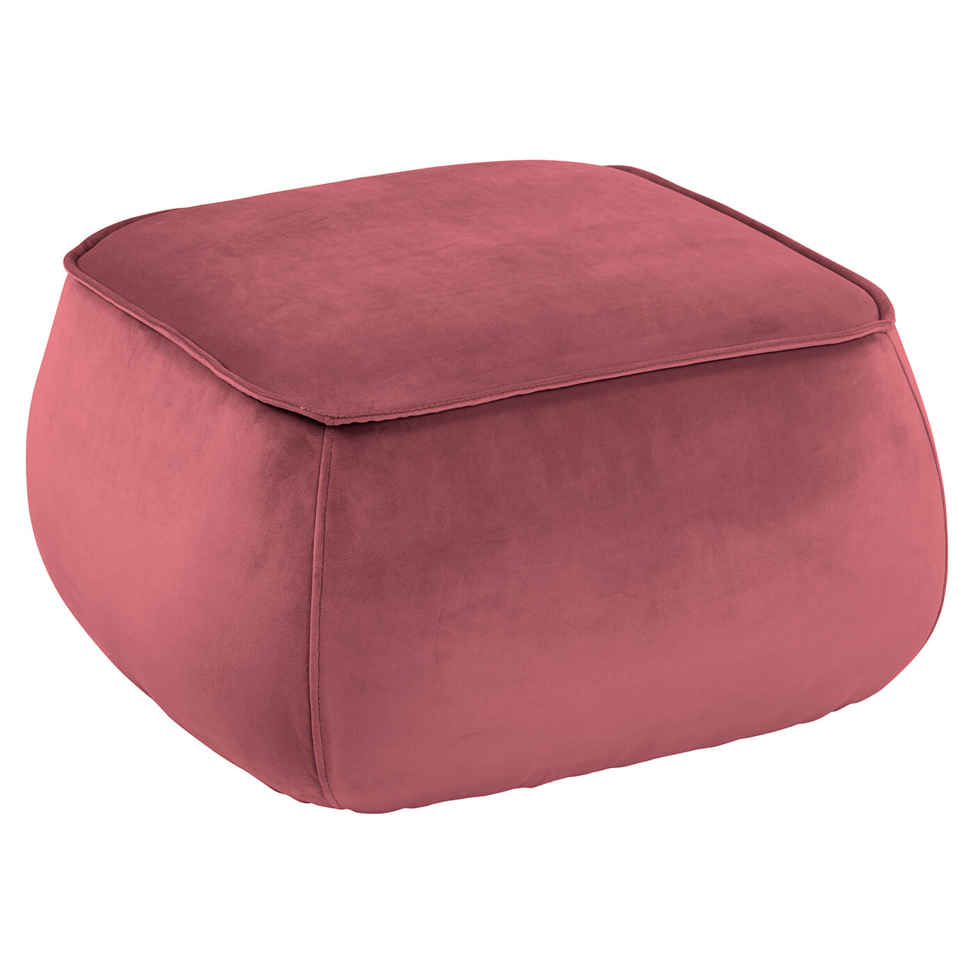 Cauti un taburet pufos roz corai, design elegant, ideal pentru orice camera?