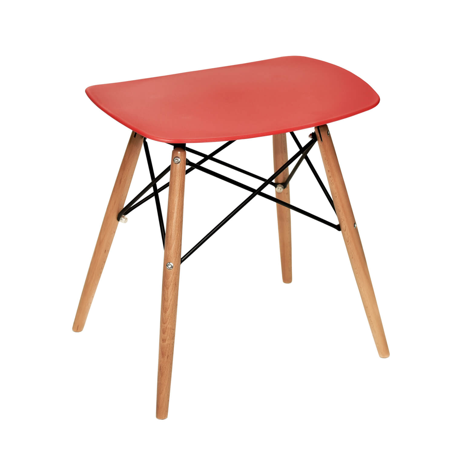 Taburet cu design minimalist, plastic, rosu EM, taburet dreptunghiular de interior sau exterior pentru locuinta ta. Lungime (cm) 47 Adancime (cm) 35 Inaltime (cm) 47 Inaltime sezut (cm) 47 Culoare rosu Culoare picioare natural wood Material sezut plastic Material picioare lemn Stivuibil nu Necesita ansamblare da Cod CB01-W1-RD