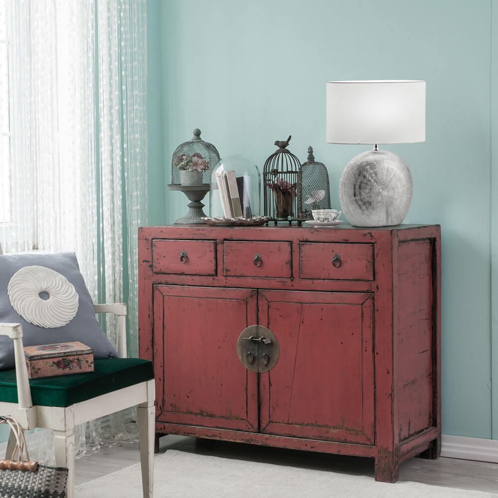 Veioza alba-argintie ELYA T1 din ceramica - pentru dormitor sau living