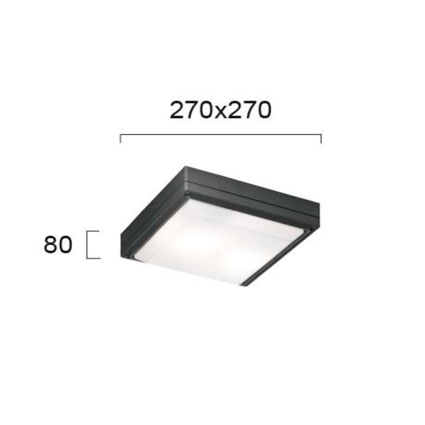 Plafoniera de exterior patrata moderna LEROS gri inchis 2xE27