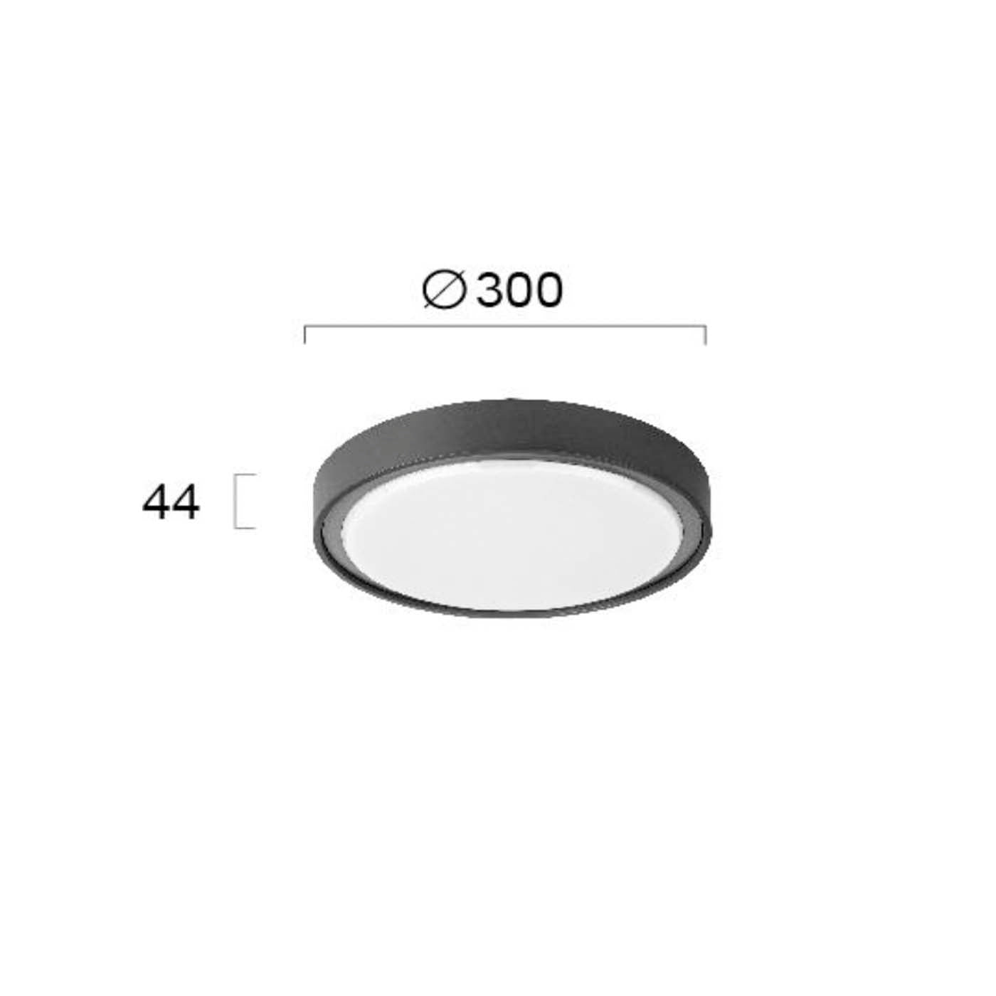 Plafoniera de exterior rotunda minimalista ANABELLA gri inchis cu LED 19W