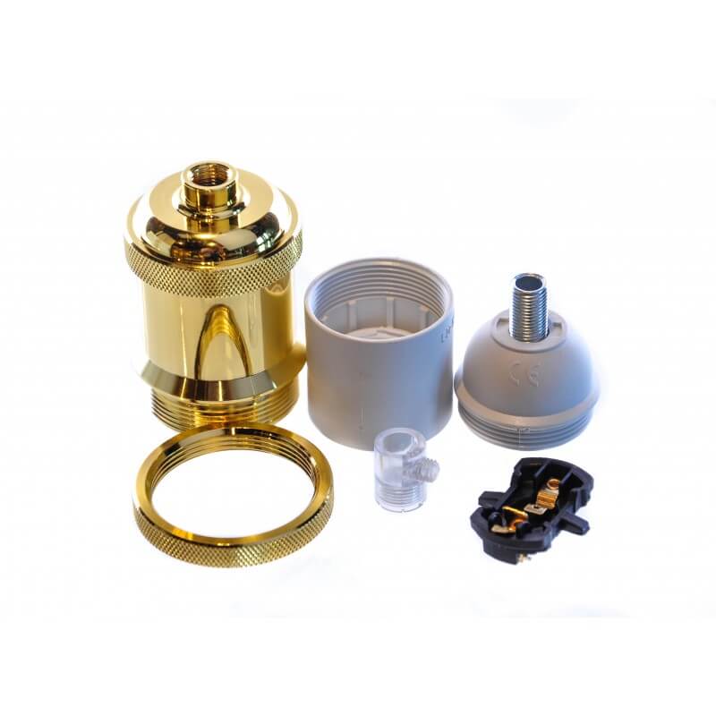 Fasung auriu metalic E27 PRAGA pentru corpuri de iluminat, lampi suspendate sau lustre