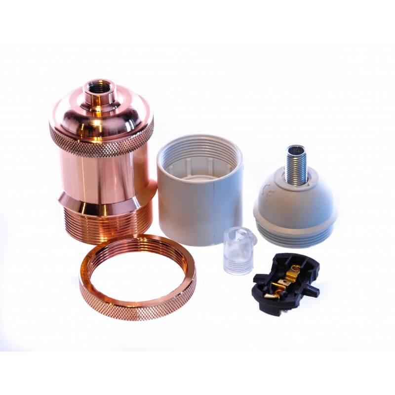 Fasung roz metalic E27 PRAGA metal Domicilio pentru lampi suspendate, lustre sau corpuri de iluminat