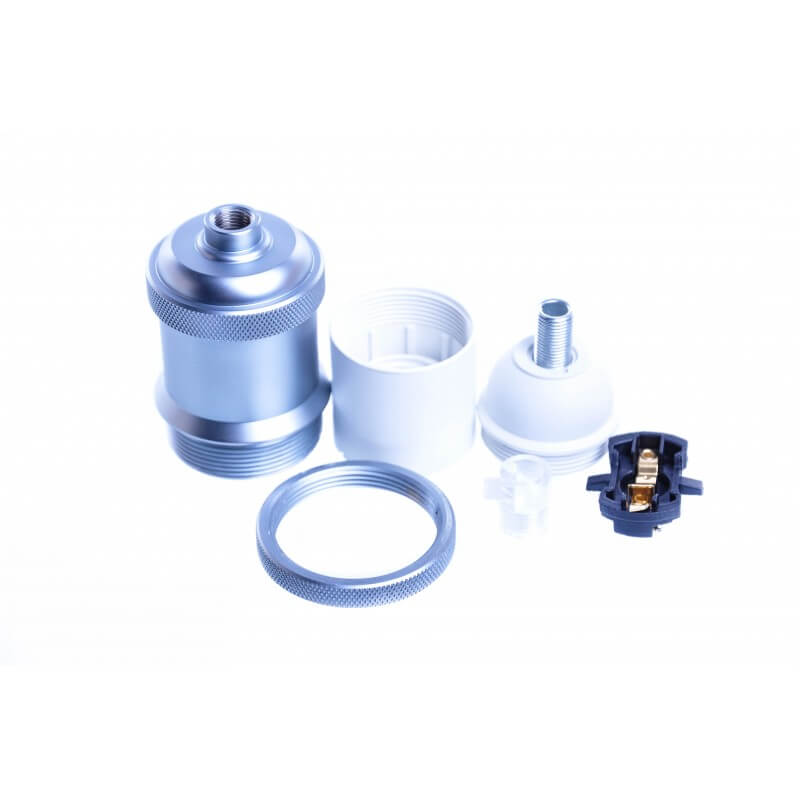 Domicilio Fasung argintiu mat metalic E27 PRAGA pentru lustre, corpuri de iluminat sau lampi suspendate