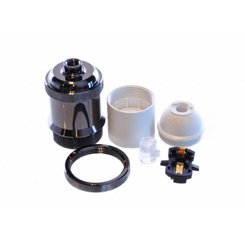 Fasung negru metalic E27 PRAGA Domicilio pentru corpuri de iluminat, lustre sau lampi suspendate