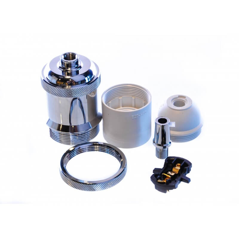 Fasung cromat metalic E27 GENK 2021 pentru corpuri de iluminat, lustre sau lampi suspendate