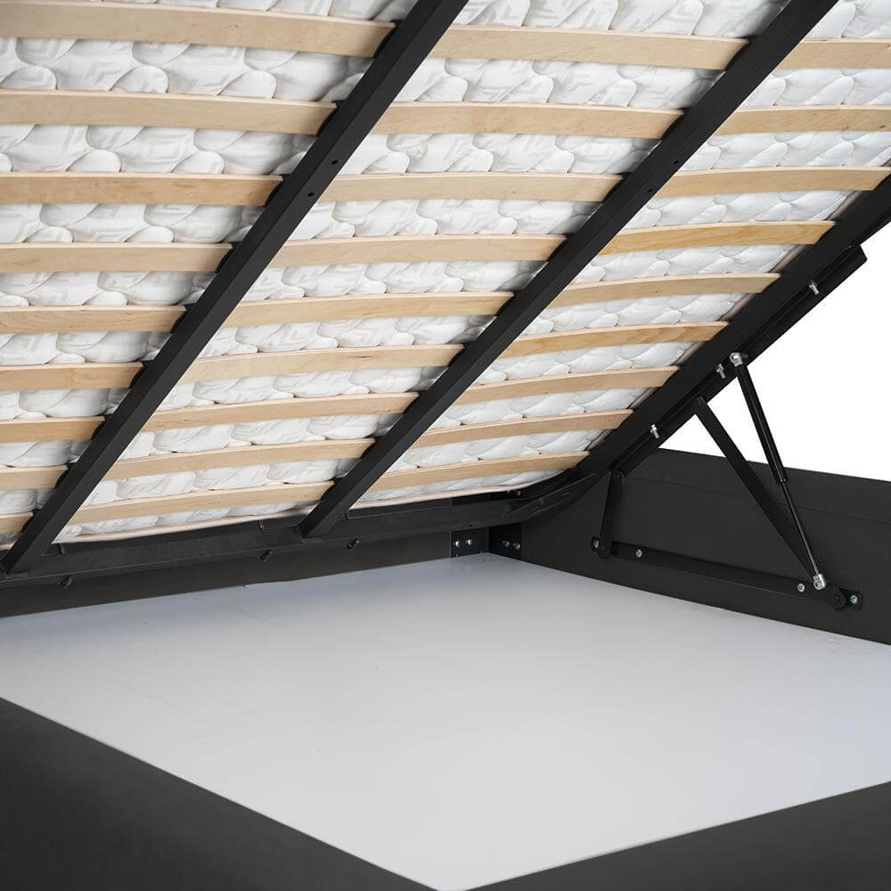 Colectia Domicilio Paturi gri inchis cu lada depozitare - Padova, culoare gri inchis, pat pentru dormitor cu lada depozitare mare