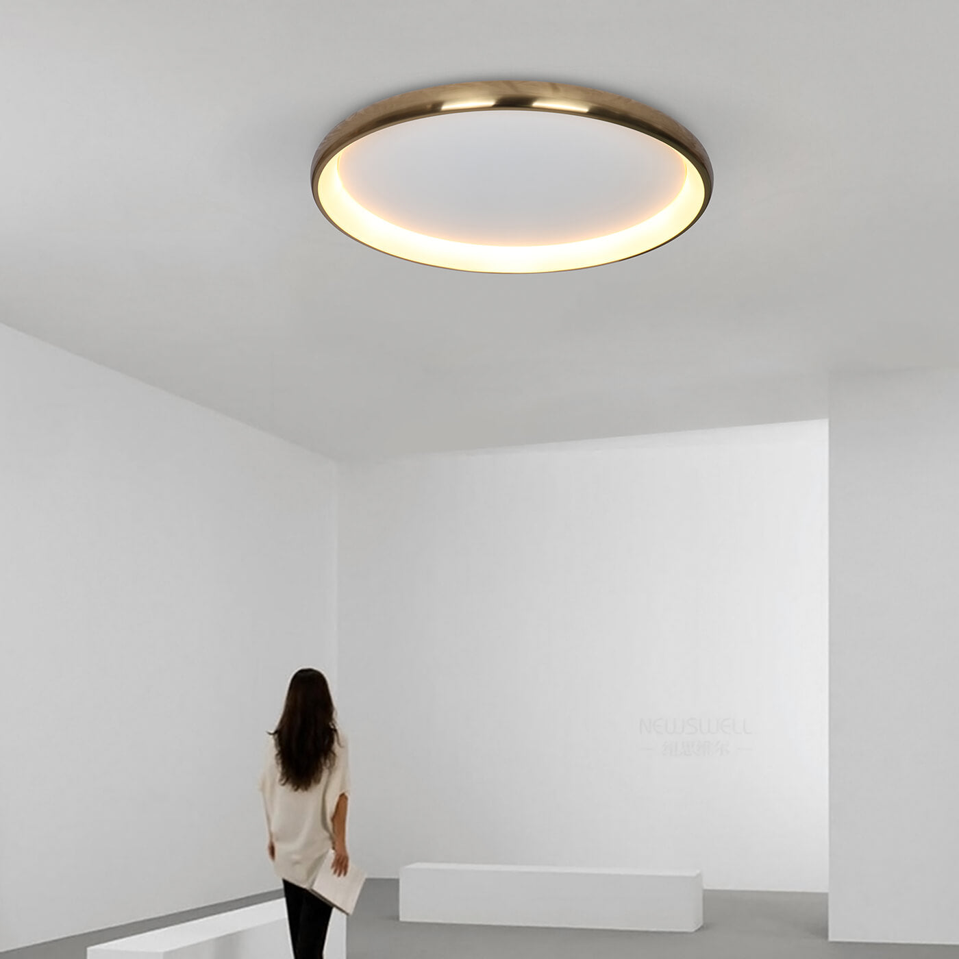 Plafoniera aurie cu LED OTA S, design modern si minimalist, pentru living sau dining